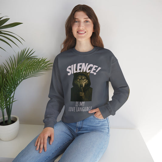 Silence! Is My Love Language Sweatshirt, Unisex Cozy Crewneck, Perfect Gift for Introverts, Funny Sweatshirt, Winter Apparel, Holiday Gift